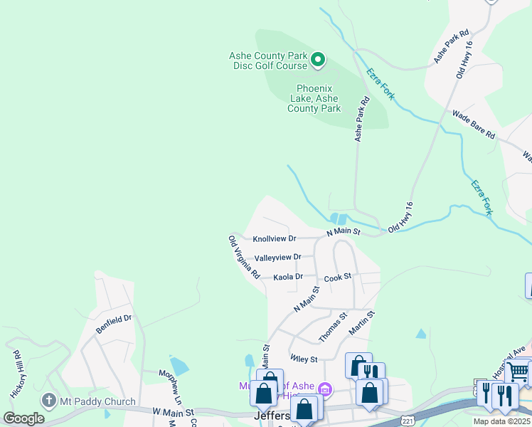map of restaurants, bars, coffee shops, grocery stores, and more near Hilltop Acres in Jefferson