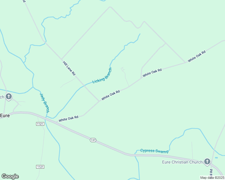 map of restaurants, bars, coffee shops, grocery stores, and more near 589 White Oak Road in Eure