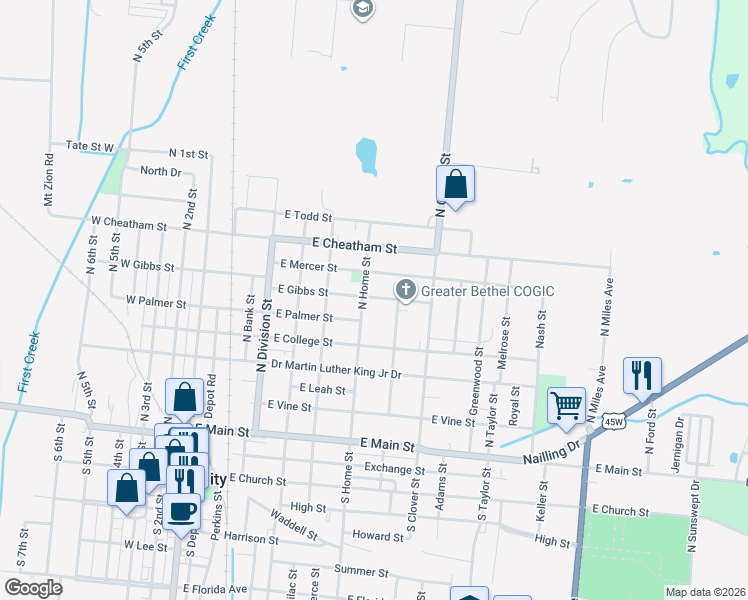 map of restaurants, bars, coffee shops, grocery stores, and more near 621 North Home Street in Union City