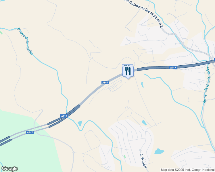 map of restaurants, bars, coffee shops, grocery stores, and more near Calle Villa Borghese in Estepona
