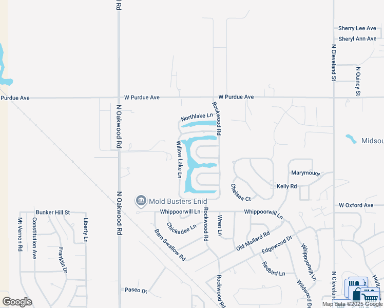 map of restaurants, bars, coffee shops, grocery stores, and more near 3606 Edgewater Drive in Enid