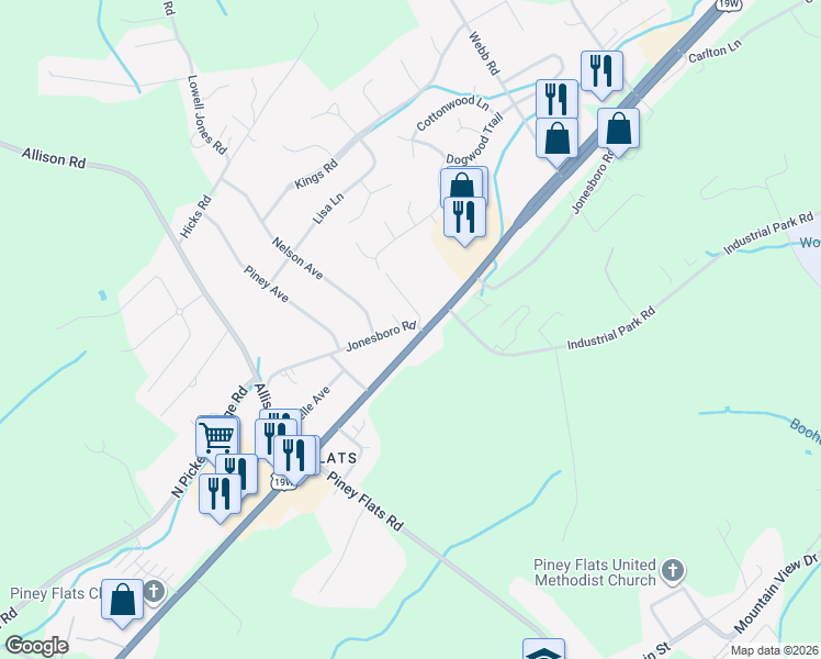 map of restaurants, bars, coffee shops, grocery stores, and more near 5796 Highway 11 East in Sullivan County