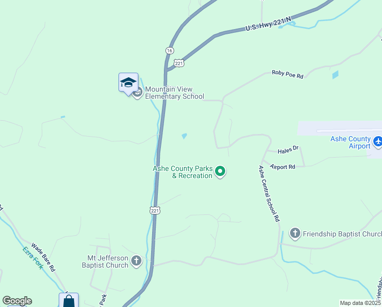 map of restaurants, bars, coffee shops, grocery stores, and more near 2428 U.S. Highway 221 North in Jefferson
