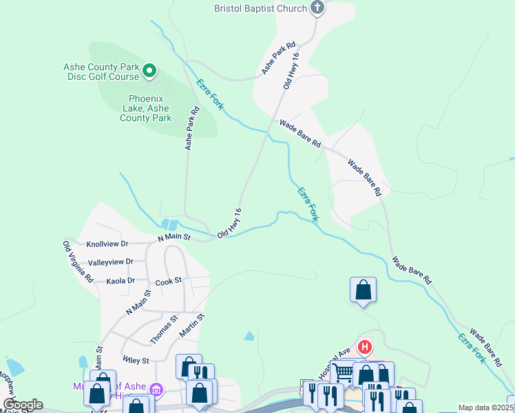 map of restaurants, bars, coffee shops, grocery stores, and more near 1076 Old Highway 16 in Jefferson