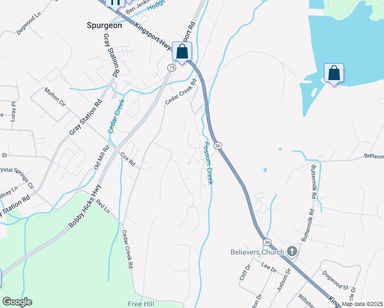 map of restaurants, bars, coffee shops, grocery stores, and more near 66 Hiddenbrook Lane in Gray