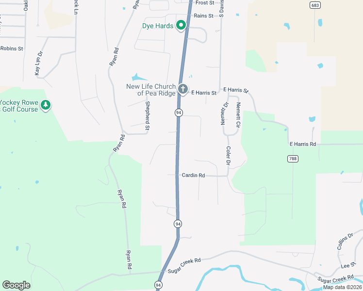 map of restaurants, bars, coffee shops, grocery stores, and more near 1330 South Curtis Avenue in Pea Ridge