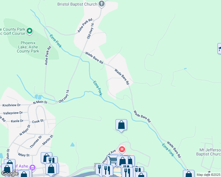 map of restaurants, bars, coffee shops, grocery stores, and more near 372 Oscar Day Road in Jefferson