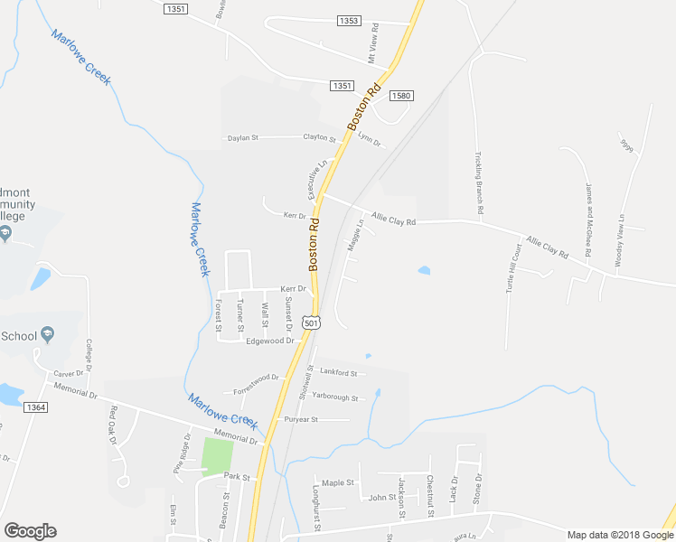 map of restaurants, bars, coffee shops, grocery stores, and more near 172 Maggie Lane in Roxboro