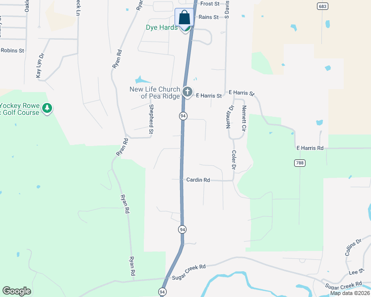 map of restaurants, bars, coffee shops, grocery stores, and more near 1330 South Curtis Avenue in Pea Ridge