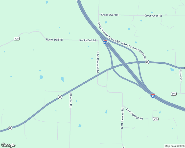 map of restaurants, bars, coffee shops, grocery stores, and more near 15633 Arkansas 72 in Gravette