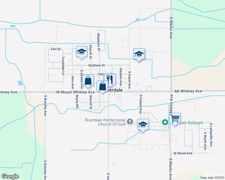 map of restaurants, bars, coffee shops, grocery stores, and more near 21199 South Feland Avenue in Riverdale