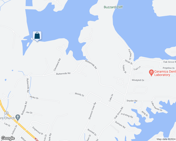 map of restaurants, bars, coffee shops, grocery stores, and more near 215 Log Cabin Lane in Gray