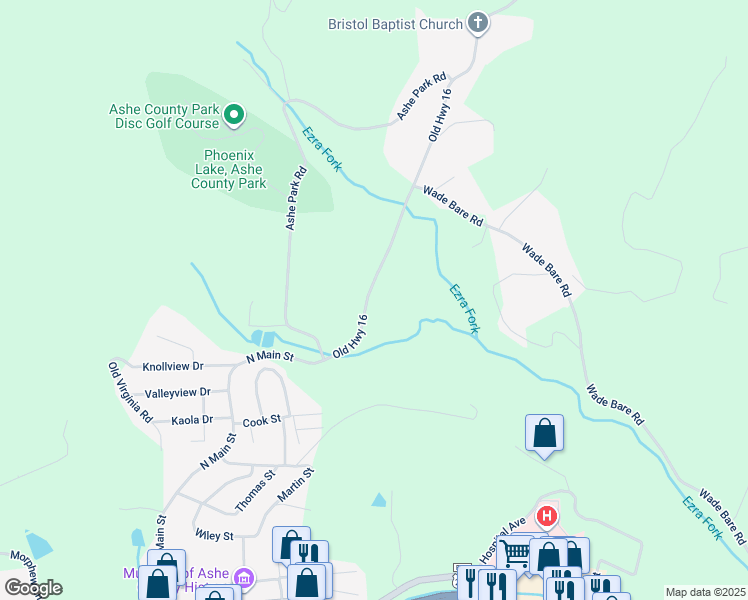 map of restaurants, bars, coffee shops, grocery stores, and more near 1076 Old Highway 16 in Jefferson