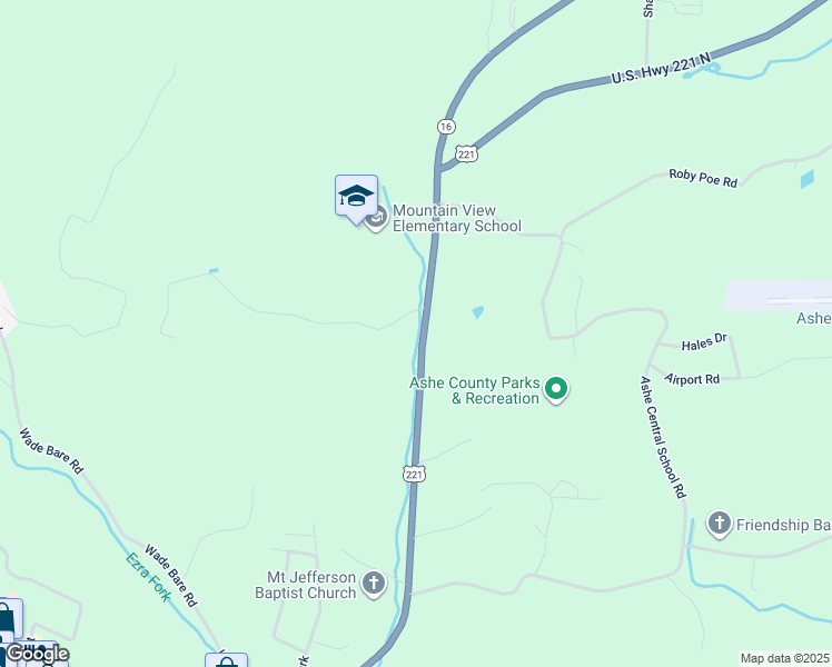 map of restaurants, bars, coffee shops, grocery stores, and more near 2535 U.S. Highway 221 North in Jefferson