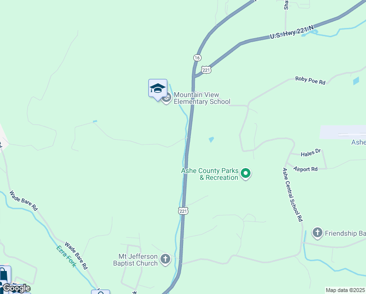 map of restaurants, bars, coffee shops, grocery stores, and more near 2535 U.S. Highway 221 North in Jefferson