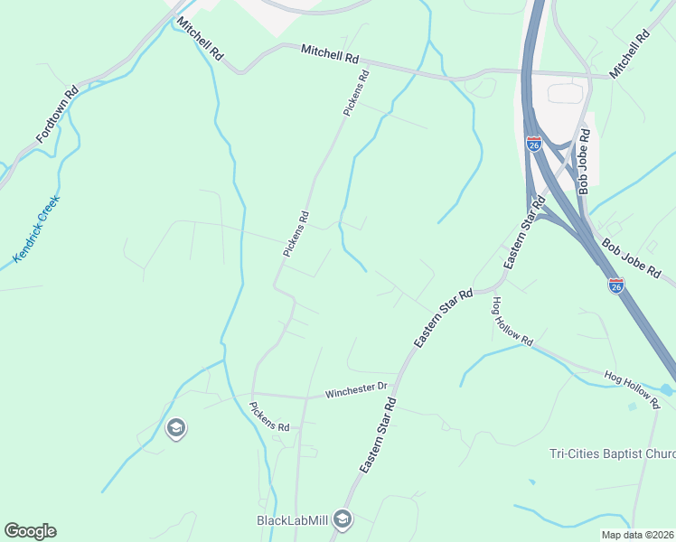 map of restaurants, bars, coffee shops, grocery stores, and more near 124 Pickens Court in Kingsport