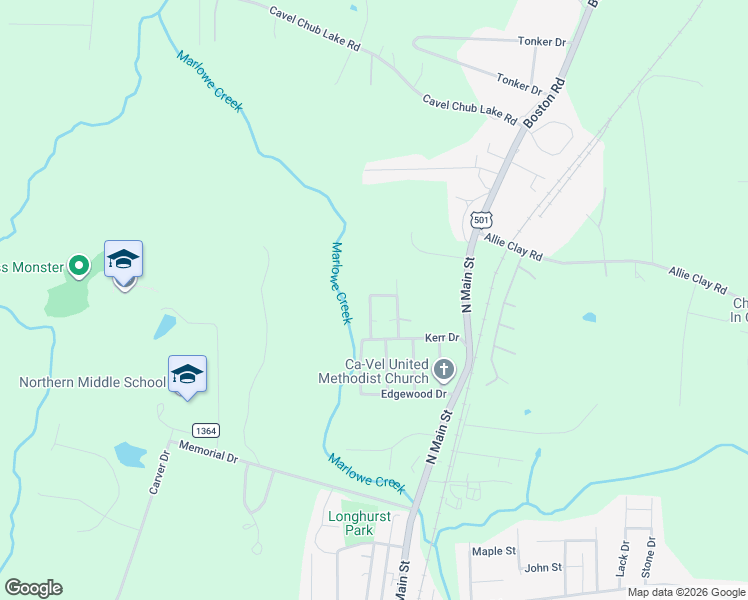 map of restaurants, bars, coffee shops, grocery stores, and more near 202 Hicks Circle in Roxboro