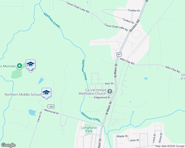 map of restaurants, bars, coffee shops, grocery stores, and more near 214 Hicks Circle in Roxboro