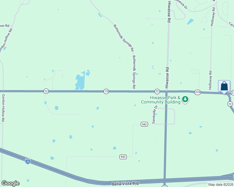 map of restaurants, bars, coffee shops, grocery stores, and more near 14109 Arkansas 72 in Gravette