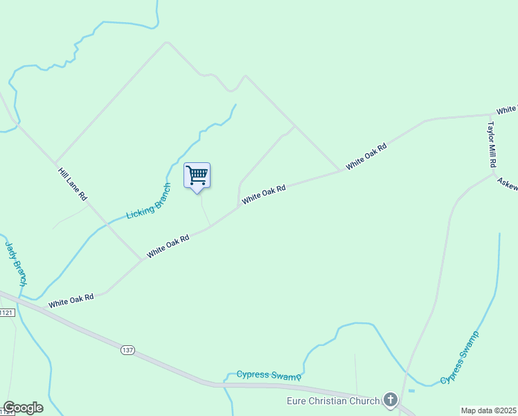 map of restaurants, bars, coffee shops, grocery stores, and more near 526 White Oak Road in Eure
