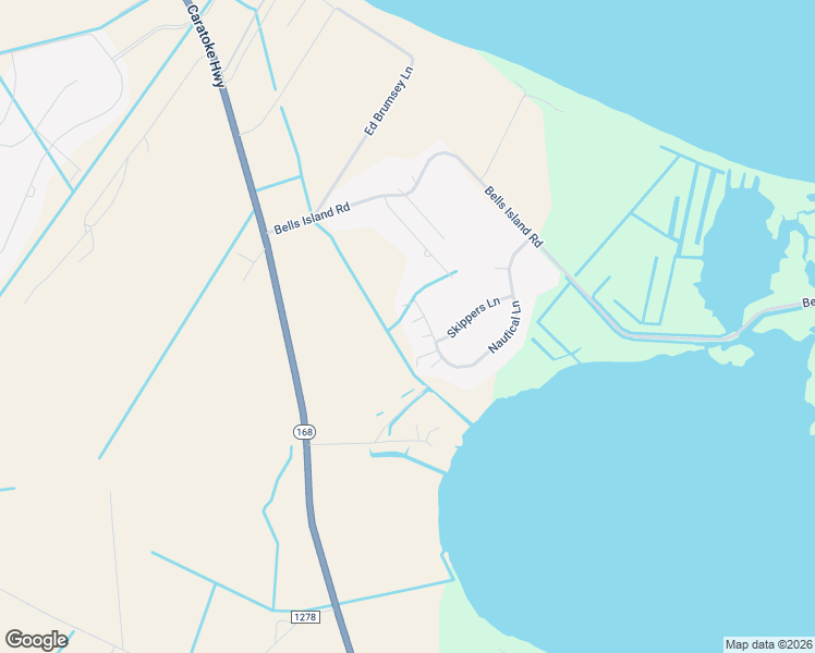 map of restaurants, bars, coffee shops, grocery stores, and more near 151 Nautical Lane in Currituck