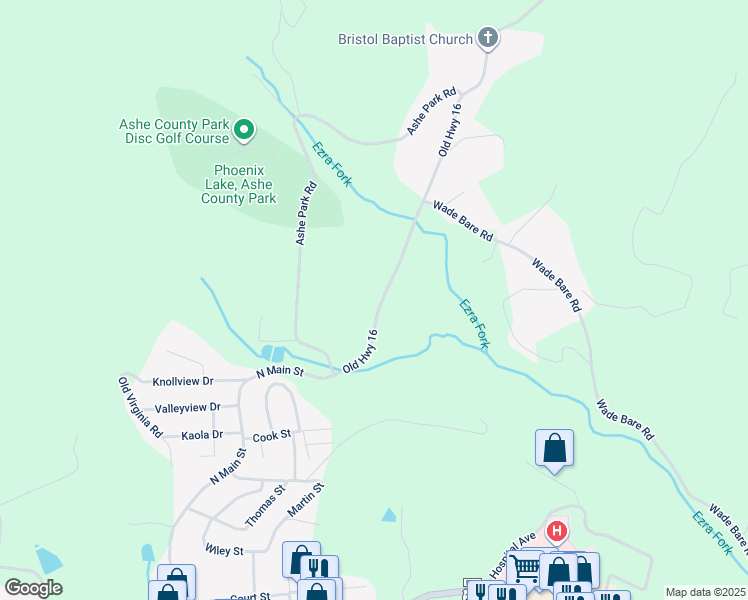 map of restaurants, bars, coffee shops, grocery stores, and more near 1101 Old Highway 16 in Jefferson