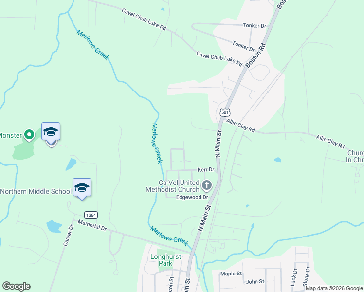 map of restaurants, bars, coffee shops, grocery stores, and more near 202 Hicks Circle in Roxboro
