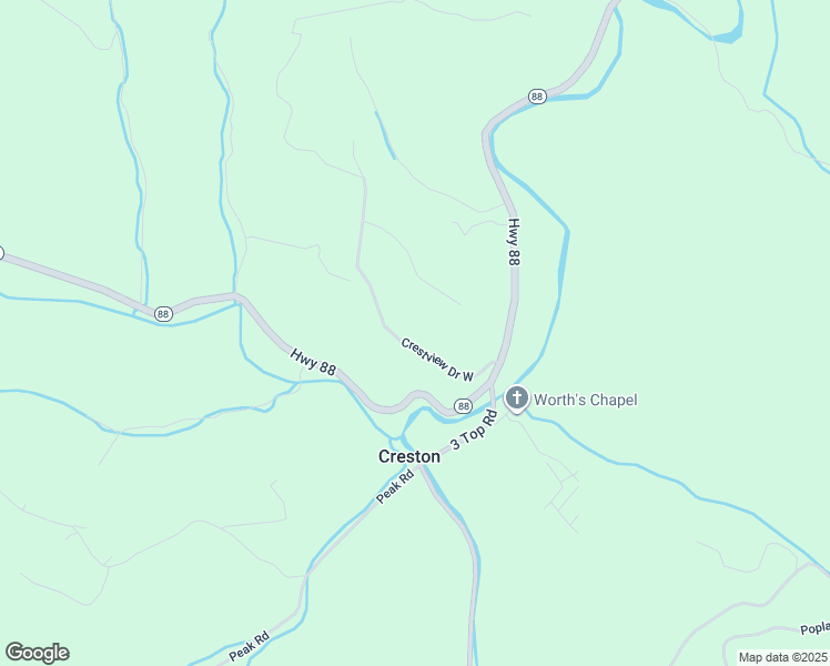 map of restaurants, bars, coffee shops, grocery stores, and more near 316 Crestview Drive West in Creston