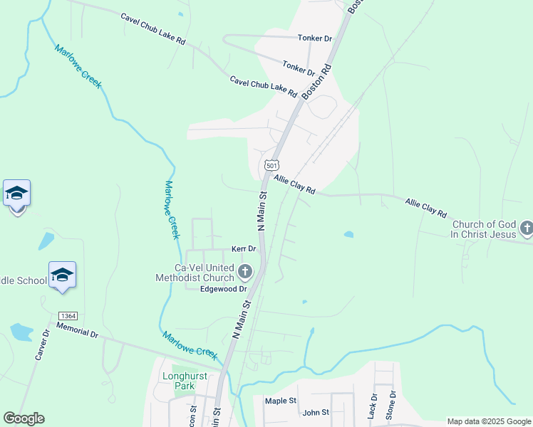 map of restaurants, bars, coffee shops, grocery stores, and more near 1830 North Main Street in Roxboro