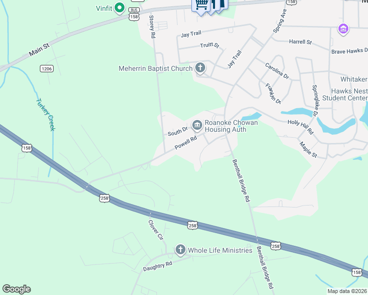 map of restaurants, bars, coffee shops, grocery stores, and more near 711 Powell Road in Murfreesboro