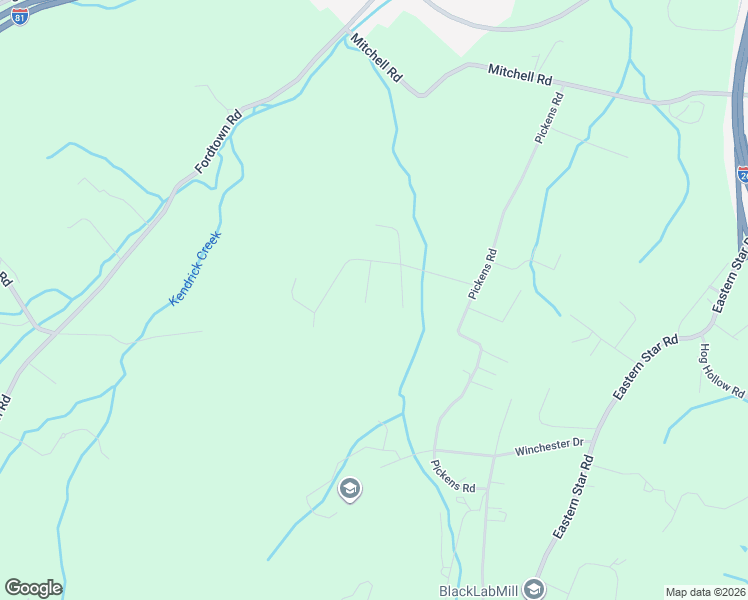 map of restaurants, bars, coffee shops, grocery stores, and more near 417 Oxford Court in Kingsport