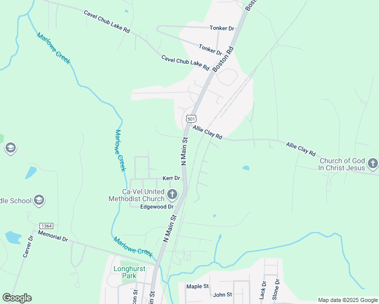 map of restaurants, bars, coffee shops, grocery stores, and more near 1830 North Main Street in Roxboro