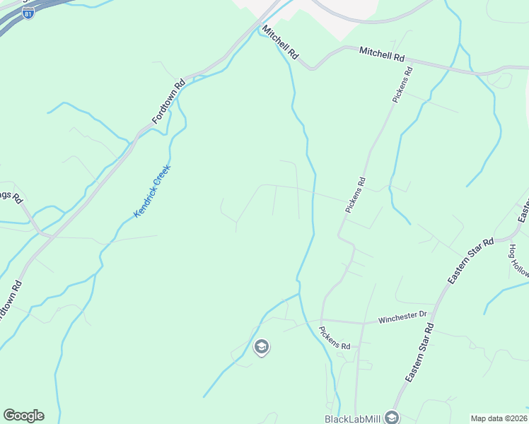 map of restaurants, bars, coffee shops, grocery stores, and more near 417 Oxford Court in Kingsport