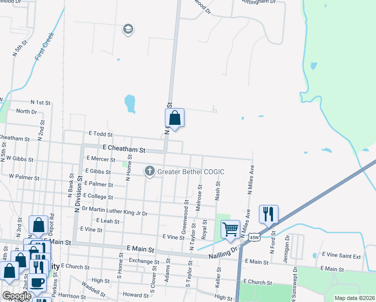 map of restaurants, bars, coffee shops, grocery stores, and more near 1008 East Cheatham Street in Union City