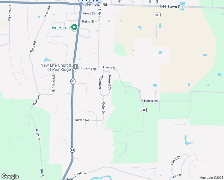 map of restaurants, bars, coffee shops, grocery stores, and more near 1190 Nemett Circle in Pea Ridge