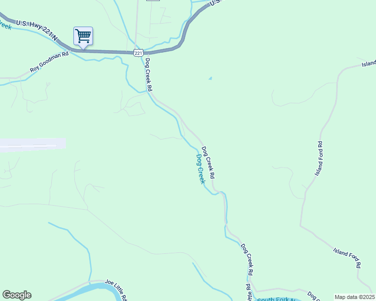 map of restaurants, bars, coffee shops, grocery stores, and more near 530 Dog Creek Road in Crumpler