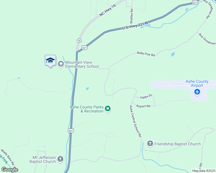 map of restaurants, bars, coffee shops, grocery stores, and more near 533 Ashe Central School Road in Jefferson