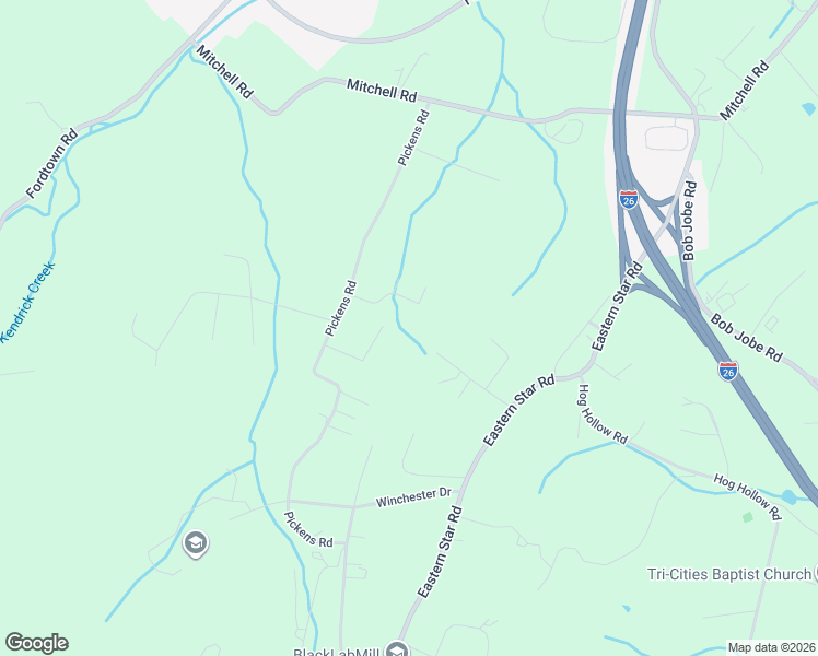 map of restaurants, bars, coffee shops, grocery stores, and more near 124 Pickens Court in Kingsport