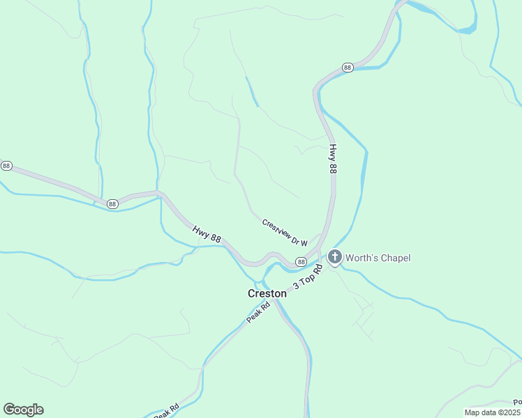map of restaurants, bars, coffee shops, grocery stores, and more near 316 Crestview Drive West in Creston