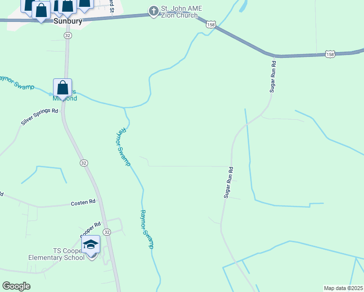 map of restaurants, bars, coffee shops, grocery stores, and more near 121 Sugar Run Road in Sunbury