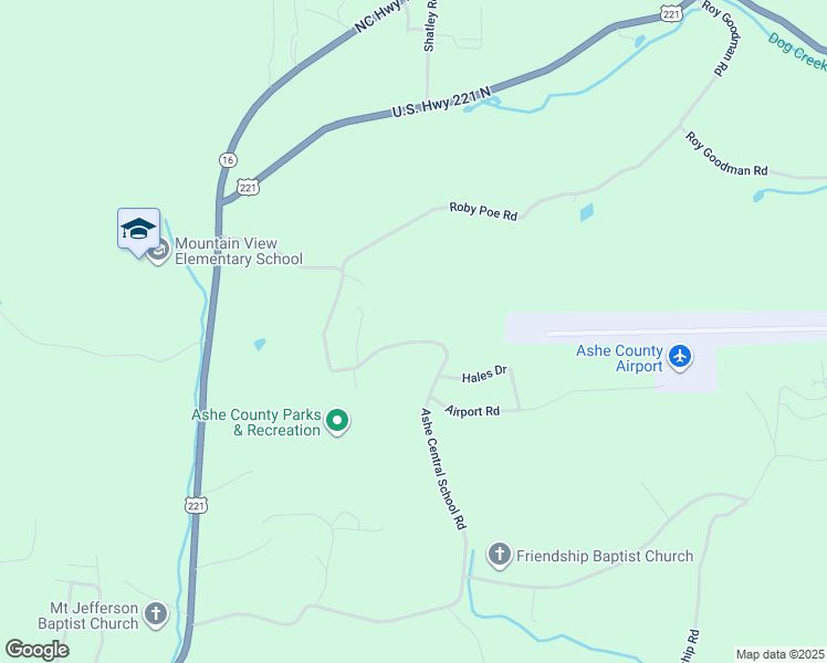map of restaurants, bars, coffee shops, grocery stores, and more near 799 Ashe Central School Road in Jefferson
