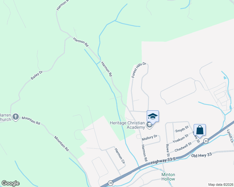 map of restaurants, bars, coffee shops, grocery stores, and more near 651 Harmon Road in New Tazewell
