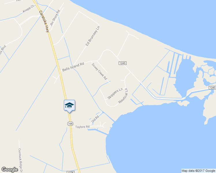 map of restaurants, bars, coffee shops, grocery stores, and more near 116 Doxey Creek Road in Currituck