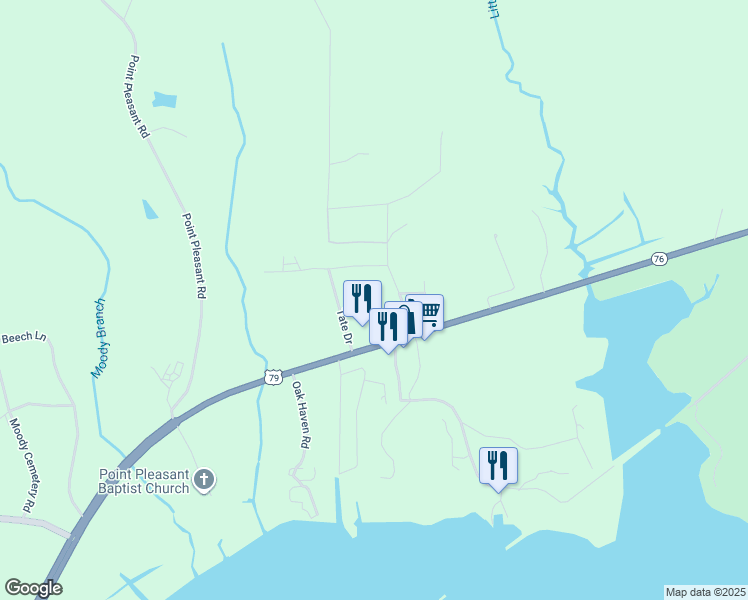 map of restaurants, bars, coffee shops, grocery stores, and more near 160 Eagle Road in Buchanan