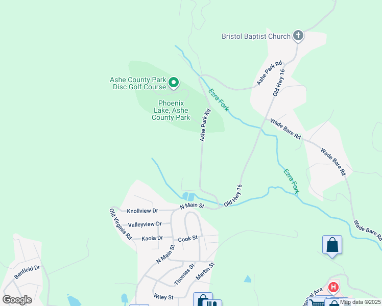 map of restaurants, bars, coffee shops, grocery stores, and more near 397 Ashe Park Road in Jefferson