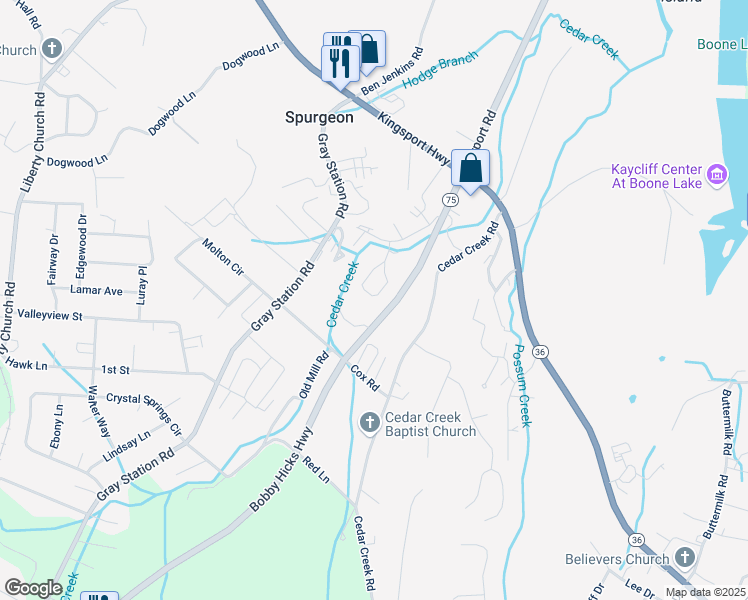 map of restaurants, bars, coffee shops, grocery stores, and more near in Spurgeon
