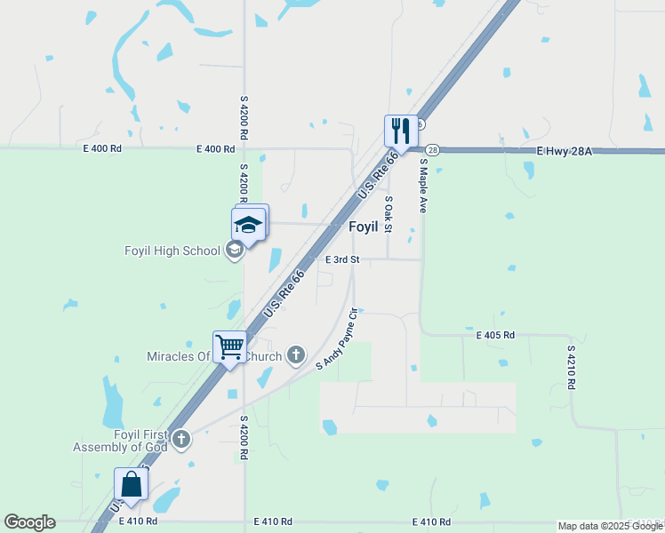 map of restaurants, bars, coffee shops, grocery stores, and more near in Foyil