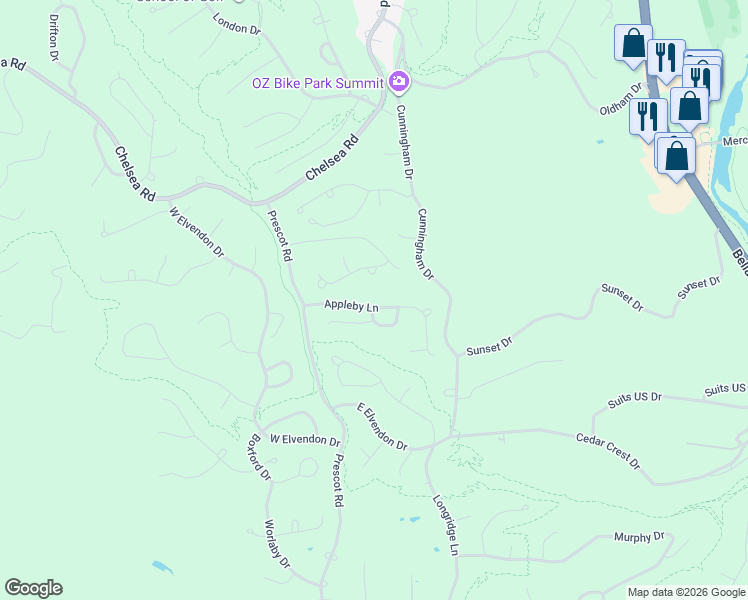 map of restaurants, bars, coffee shops, grocery stores, and more near 1 Appleby Lane in Bella Vista