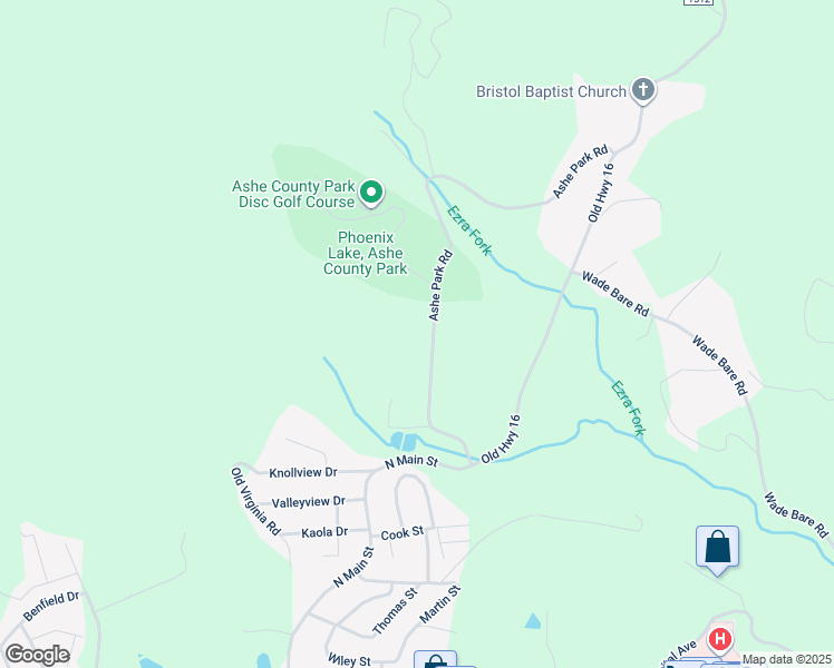 map of restaurants, bars, coffee shops, grocery stores, and more near 427 Ashe Park Road in Jefferson