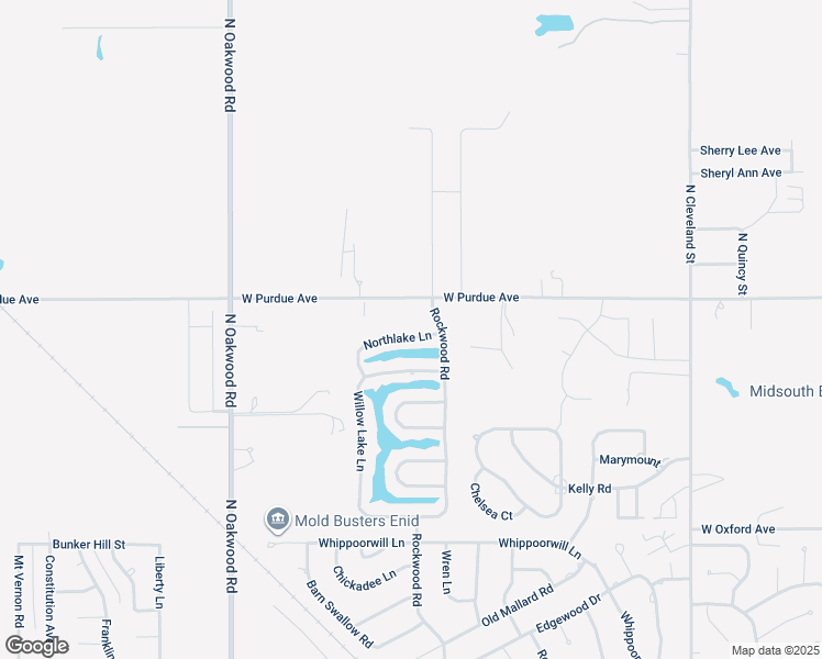 map of restaurants, bars, coffee shops, grocery stores, and more near 3516 Northlake Lane in Enid